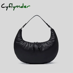 Fashion Half Moon Sapce Padded Women Shoulder Bags Designer Down Cotton Lady Handbags High Quailty