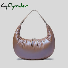 Fashion Half Moon Sapce Padded Women Shoulder Bags Designer Down Cotton Lady Handbags High Quailty