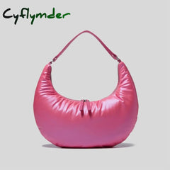 Fashion Half Moon Sapce Padded Women Shoulder Bags Designer Down Cotton Lady Handbags High Quailty