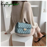 Fashion New Plaid Chain Crossbody Bags Women Messenger Bag Female Lock Cross Body Shoulder Pu