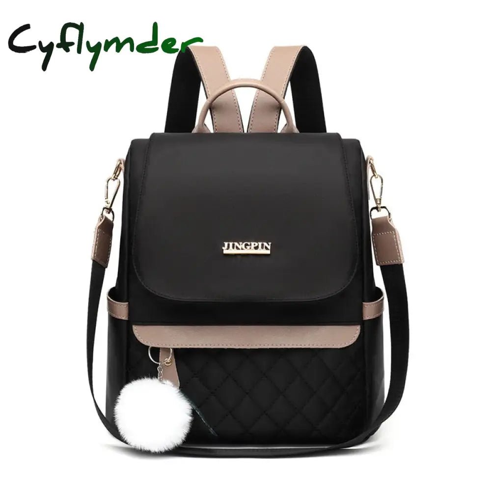 Fashion Nylon Mochila Trend Solid Color Women Shopping Backpack Anti-Theft Travel Bag School Bags