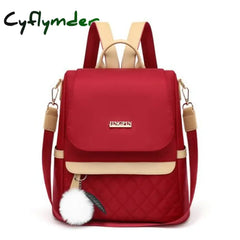 Fashion Nylon Mochila Trend Solid Color Women Shopping Backpack Anti-Theft Travel Bag School Bags