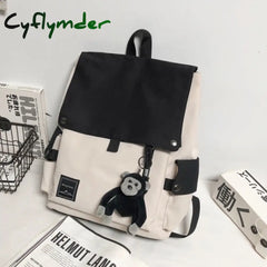 Fashion Women’s Backpack Contrast Color Waterproof Nylon Travel Bag Teen Girl College Student