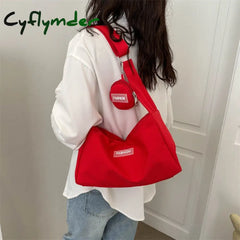 Ins Simple Campus Canvas Bag Spring New High Capacity Women’s Fashion Girl Single Shoulder