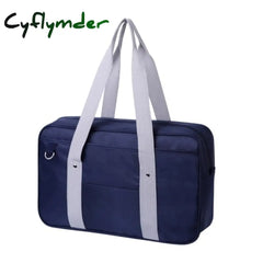 Japanese Student Bag Jk Handbag Travel Lady Shoulder High School Totes Messenger Bags Blue Gray-No