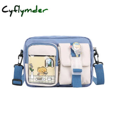 Japanse Style Kawaii Bag Girls Student Small Nylon Mutipockets Transparent Crossbody Bags Women New