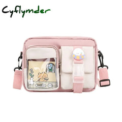 Japanse Style Kawaii Bag Girls Student Small Nylon Mutipockets Transparent Crossbody Bags Women New