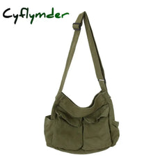 Large Capacity Canvas Shoulder Bags Solid Soft Denim Leisure Or Travel Bag For Women Fashion