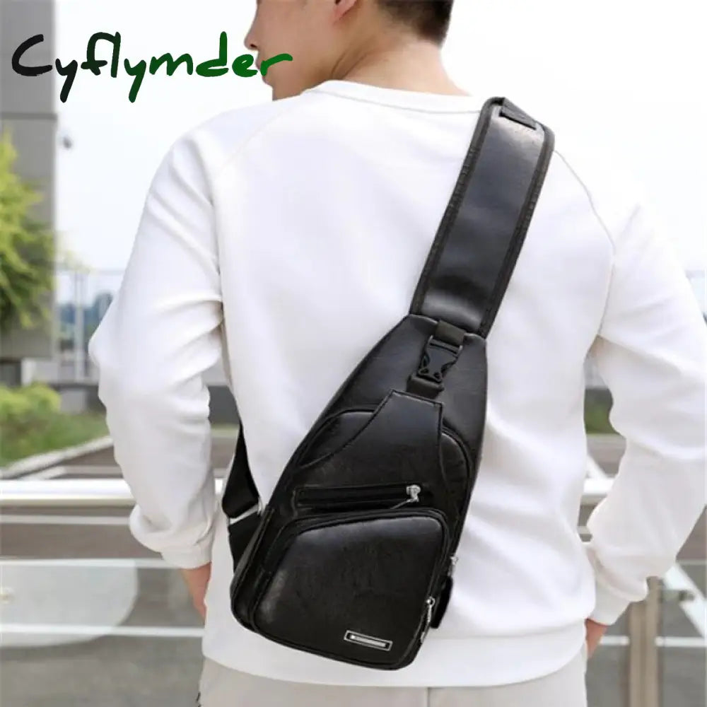 Male Usb Charging Shoulder Bag Crossbody Chest For Men Anti Theft Waist Pack Trip Messenger Bags
