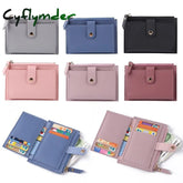 Men Women Fashion Solid Color Credit Card Id Multi-Slot Holder Casual Pu Leather Mini Coin Purse