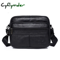 Men’s Genuine Leather Shoulder Bag Messenger Bags Fashion Flap Crossbody Handbag Male Ksk 8003Black