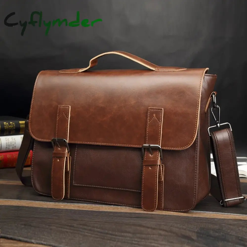 Men’s Laptop Leather Briefcases Business Handbags Messenger Bag Large Vintage Crazy Horse Handbag