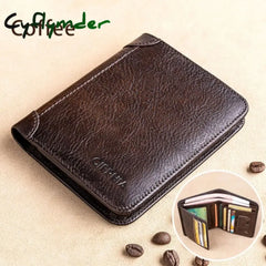 New Genuine Leather Rfid Wallets For Men Vintage Thin Short Multi Function Id Credit Card Holder