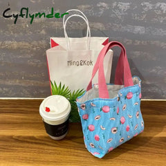 New Mini Handbag Wrinkle Shopping Bag For Girl Fresh Small Cotton Ruffle Tote Flower Print Lunch