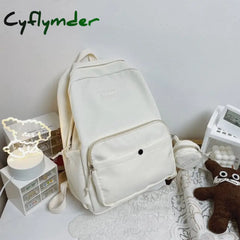 New Waterproof Nylon Women Backpack Large Capacity Solid Color Travel Bag College Schoolbag For