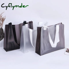 Pvc Shopper Handbag Transparent Frosted Plastic Clothing Reusable Store Shopping Gift Bag Cosmetic