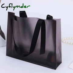 Pvc Shopper Handbag Transparent Frosted Plastic Clothing Reusable Store Shopping Gift Bag Cosmetic