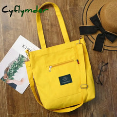 Soft Canvas Bag Large Capacity Women Shopping Casual Hasp Ladies One Shoulder Tote Bags Yellow