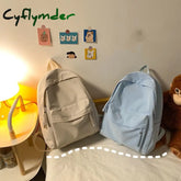 Student Anti-Theft Women Solid Color Backpack Ladies Cute Nylon Blue Waterproof Fashion Shoulder