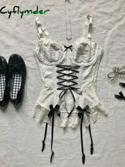 Sweet Girl Sling Y2k Summer Camis Women Clothes Streetwear Bow White Bandage Kawaii Slim Tank Tops Sexys Harajuku Crop