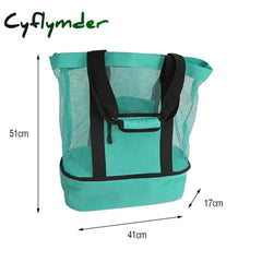 Thermal Insulation Beach Lunch Bag Net Women Handbag Double Layers Food Portable Large Capacity