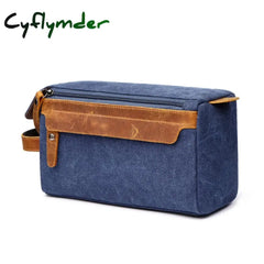 Toiletry Bag For Men Shaving Kit Crazy Horse Leather Dopp Travel Mens Canvas Blue
