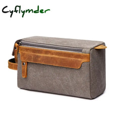 Toiletry Bag For Men Shaving Kit Crazy Horse Leather Dopp Travel Mens Canvas Grey