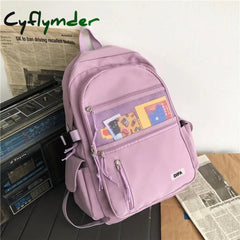 Unisex Large Capacity Students Backpack Korean Pure Color Boys Girls Campus Style Schoolbag Nylon
