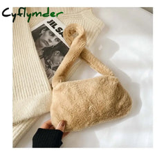 Winter Vintage Zebra Pattern Shoulder Underarm Bag Female Plush Autumn Handbag Soft Warm Fur Tote