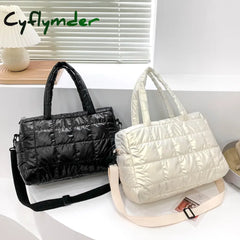 Winter Warm Down Women’s Shoulder Bag Nylon Waterproof Quilted High Capacity Female Crossbody