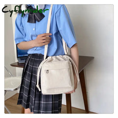 Woman Corduroy Tote Bag Ladies Drawstring Shoulder Hobo Bags Casual Handbags Big Capacity Shopping