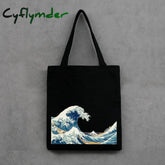 Women Canvas Shopping Bag Ukiyoe Cloth Tote Handbags Single-Shoulder Bags Female Shopper