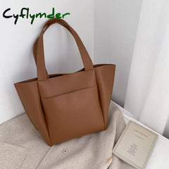 Women Large Capacity Top-Handle Bags High Quality Solid Color Pu Leather Shoulder Shopper For