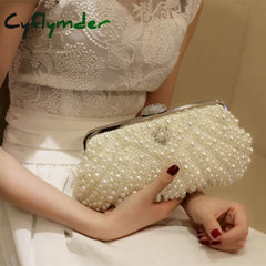 Women Messenger Beaded Women Vintage Evening Bags Imitation Pearl Shell Bag Shoulder Diamonds