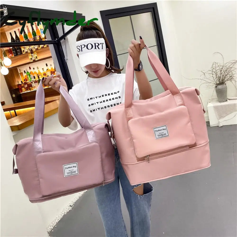 Women Tote Bag Foldable Large Capacity Gym Bags Shoulder Training Travel Handle Handbag Yoga Sport