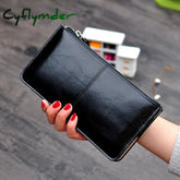 Women’s Vintage Oil Wax Leather Zipper Clutch Wallet Female Large Capacity Coin Purse Ladies