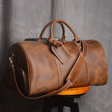 Cyflymder Vintage Men's Hand Luggage Bag Travel Bag Geunine Leather  Large Capacity Single Shoulder Messenger For 15 Inch Laptop