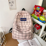 Cyflymder Fashion College School Bag Casual New Simple Women Backpack Plaid Book Packbags for Teenage Girls Travel Shoulder Bag Rucksack