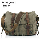 Cyflymder Military Canvas + Genuine leather Men Messenger Bag Canvas Shoulder Bag men Crossbody Bag Casual Bag