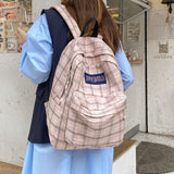 Cyflymder Fashion College School Bag Casual New Simple Women Backpack Plaid Book Packbags for Teenage Girls Travel Shoulder Bag Rucksack