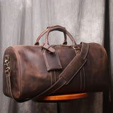 Cyflymder Vintage Men's Hand Luggage Bag Travel Bag Geunine Leather  Large Capacity Single Shoulder Messenger For 15 Inch Laptop