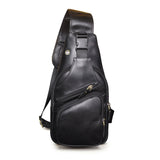 Cyflymder Top Quality Crazy horse Leather Triangle Crossbody Chest Sling Bag For Men Design Travel One Shoulder Bag Daypack Male
