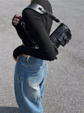 Cyflymder Vintage Black Women Cylinder Underarm Bags Double Pocket Design Ladies Shoulder Bag Fashion Female PU Leather Purse Handbags