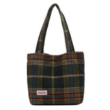 Cyflymder Tote Women's Bag Shoulder Wool Shopper Bags For Women Large Capacity Autumn Winter New Soft Plaid Ladies Travel Designer Handbag