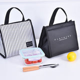 Cyflymder Black Thermal Family Lunch Bag Picnic School Cold Insulation Bento Pouch Travel Food Fruit Organizer Tote Accessories Supplies