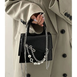 Cyflymder Gothic Handbags for Women Spring Punk Messenger Bag Leather Y2k Chain Fashion Lady High Street Moto Biker Coin Purse