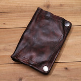 Genuine Leather Wallet For Men Vintage Wrinkled Short Bifold Man Purse Credit Card Holder With Zipper Coin Pocket Money Bag Gifts for Men