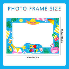 lanfubeisi Pool Party Photo Booth Props 18pcs Summer Decorations Tropical Hawaiian Frame 1pcs 23.5x27.6in for Photography