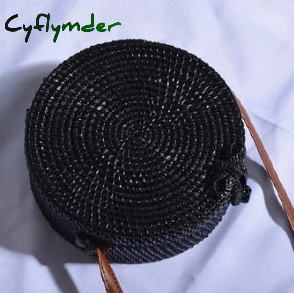 20X8Cm Circle Handwoven Women Messenger Bags Round Retro Rattan Straw Beach Crossbody Bag Good