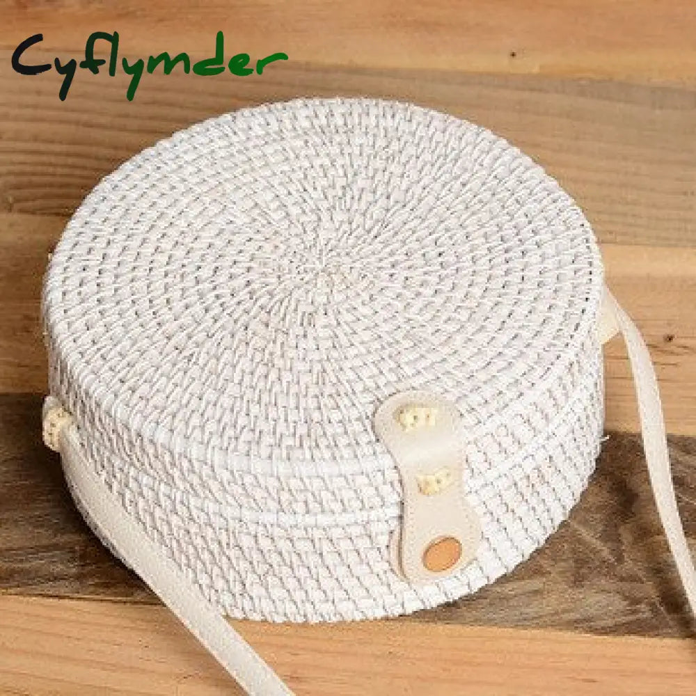 20X8Cm Circle Handwoven Women Messenger Bags Round Retro Rattan Straw Beach Crossbody Bag Good